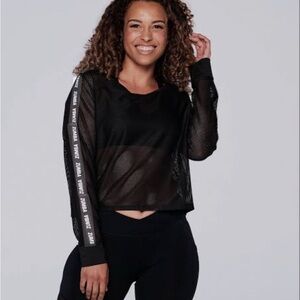 Zumba Fitness set! Black and white Sheer Crop top with Bright Pink and Gold.